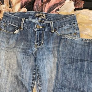 Vintage, low, rise, flare, bottom seven jeans